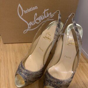 Christian Louboutin Peep Toe Shoe - Gamma Talon 120 Glit